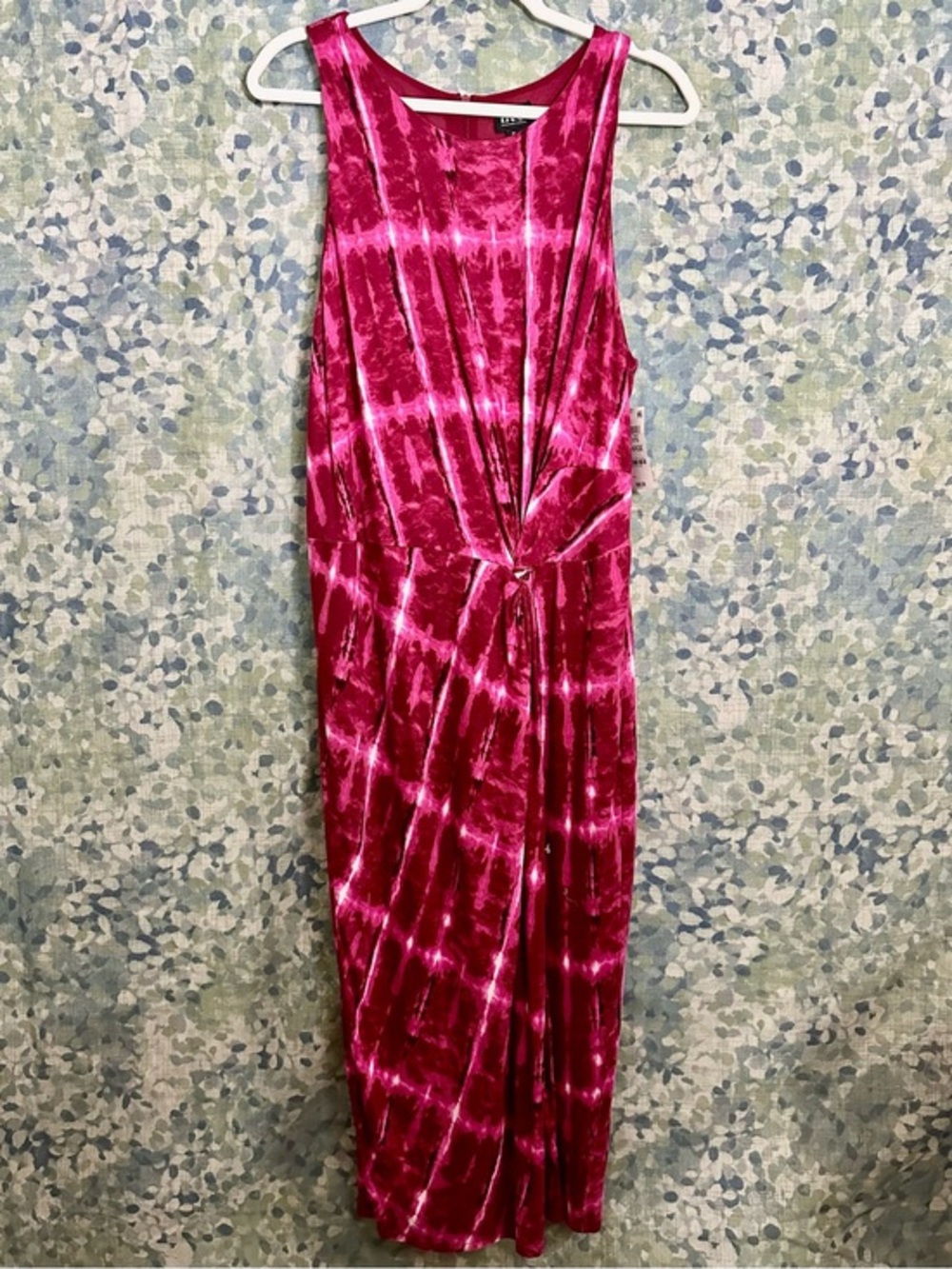 INC International Concepts Pink Tie Dye Twist Front Midi Dress XL Ibiza Dye